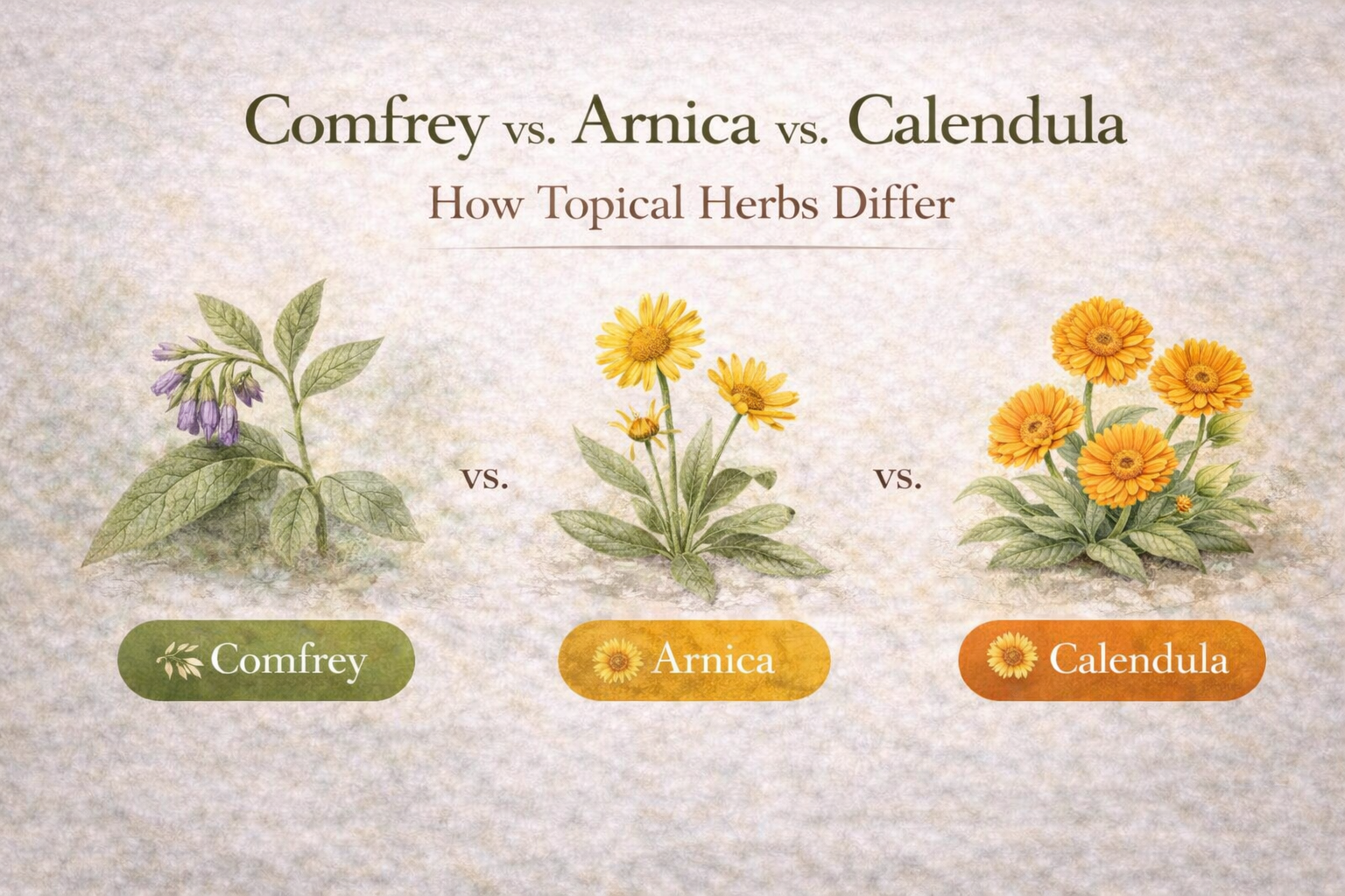 Comfrey vs Arnica vs Calendula: How Topical Herbs Differs